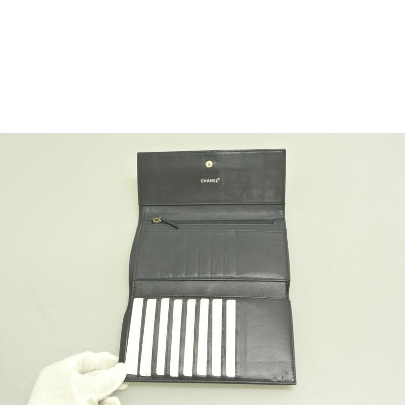 CHANEL シャネル/チェック柄レザー長財布 紺//7314263/ABランク/87