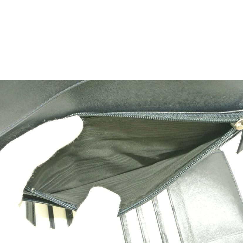 CHANEL シャネル/チェック柄レザー長財布 紺//7314263/ABランク/87