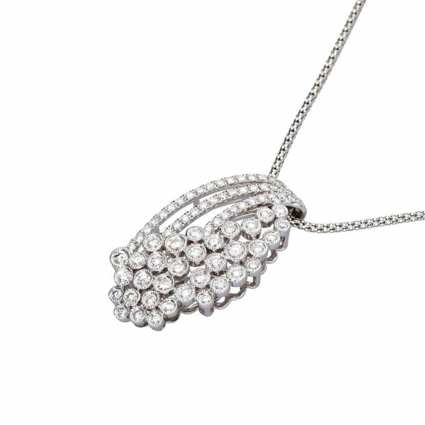 /◎ K18WGダイヤネックレス1.20ct//Aランク/75