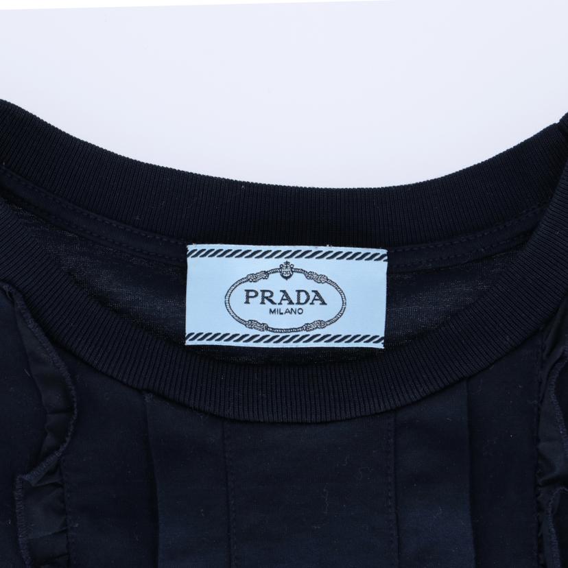 PRADA プラダ Tシャツ フリル 半袖 レディース ネイビー/フリルTシャツ/ネイビー/98339//34767/ABランク/75