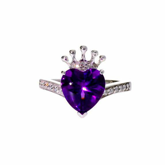 / K18WGアメジストダイヤリング2.48/D0.10ct//Aランク/75