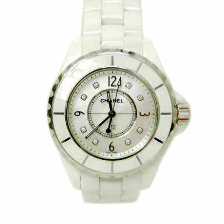CHANEL シャネル/レディース/クオーツ/ホワイトセラミック/8Pダイヤシェル文字盤/J12//N.Q.K.98873/Bランク/78