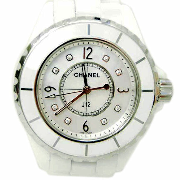 CHANEL シャネル/レディース/クオーツ/ホワイトセラミック/8Pダイヤシェル文字盤/J12//N.Q.K.98873/Bランク/78