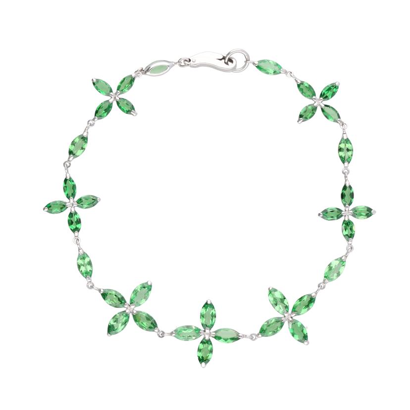 / ◎Pt900/850グリーンガーネットブレスレット6.17ct//Aランク/75