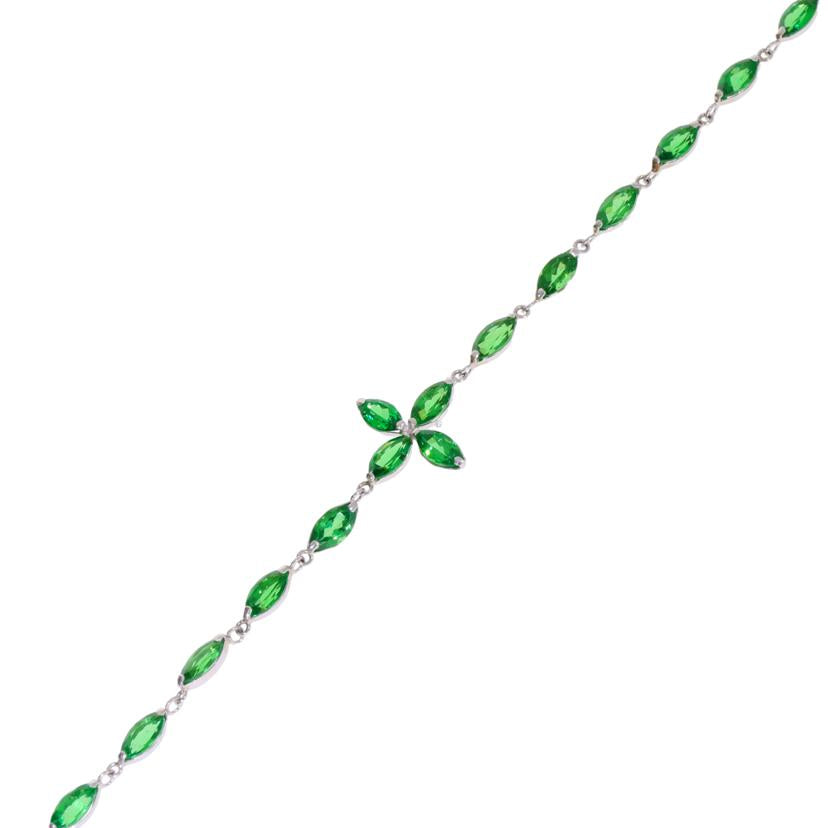 /◎ Pt900/850グリーンガーネットブレスレット5.21ct//Aランク/75