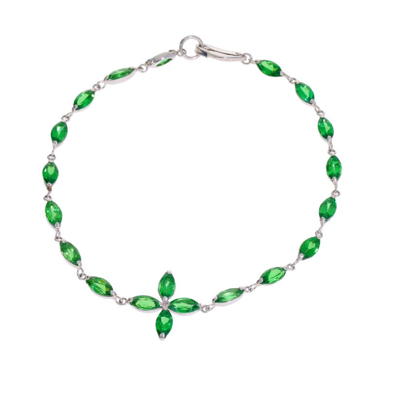 /◎ Pt900/850グリーンガーネットブレスレット5.21ct//Aランク/75