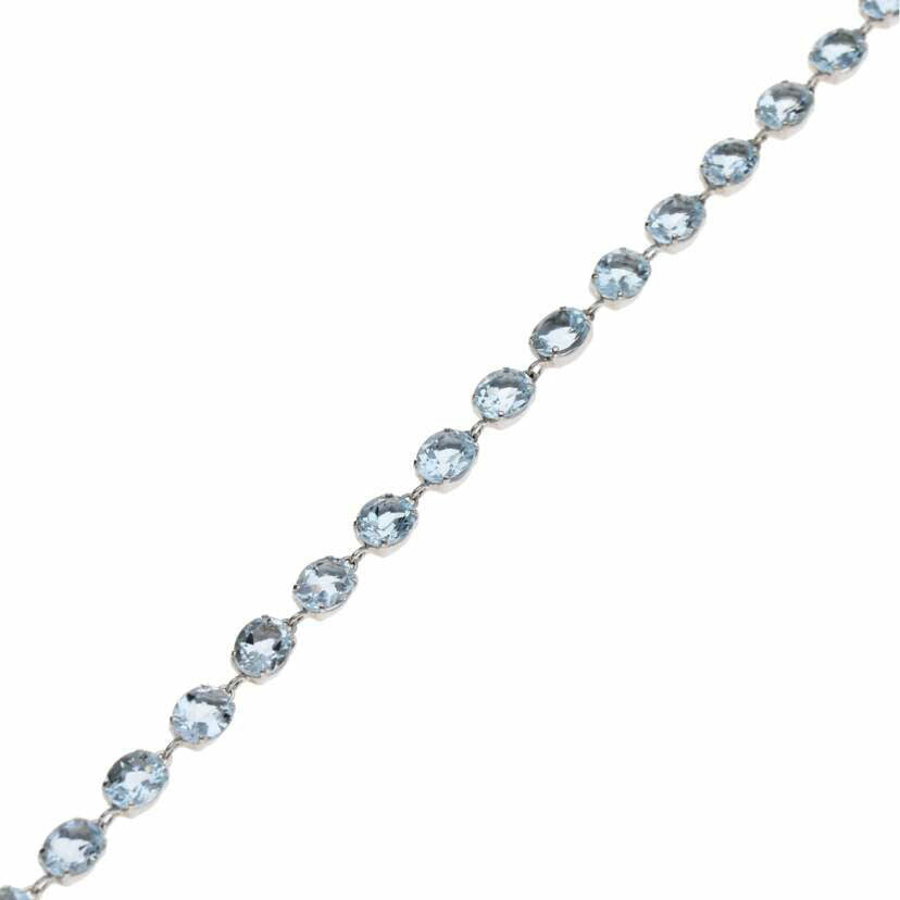 /◎ Pt900/850アクアマリンブレスレット6.54ct//Aランク/75