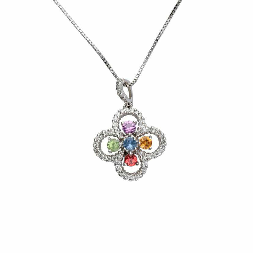 /◎ K18WGサファイアダイヤネックレス0.76/0.35ct//Aランク/75