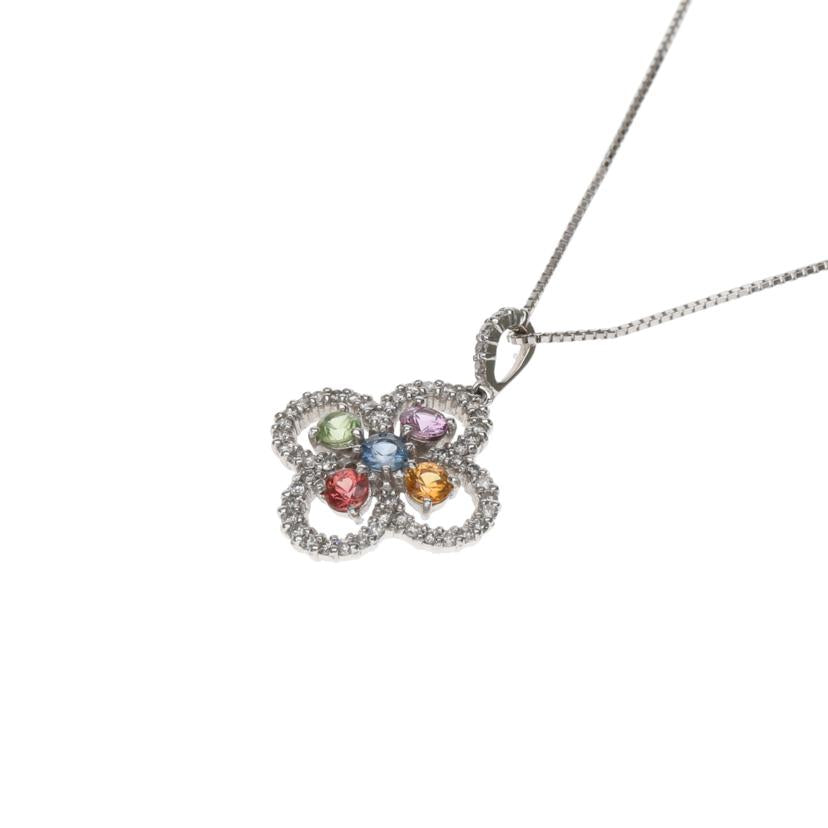 /◎ K18WGサファイアダイヤネックレス0.76/0.35ct//Aランク/75