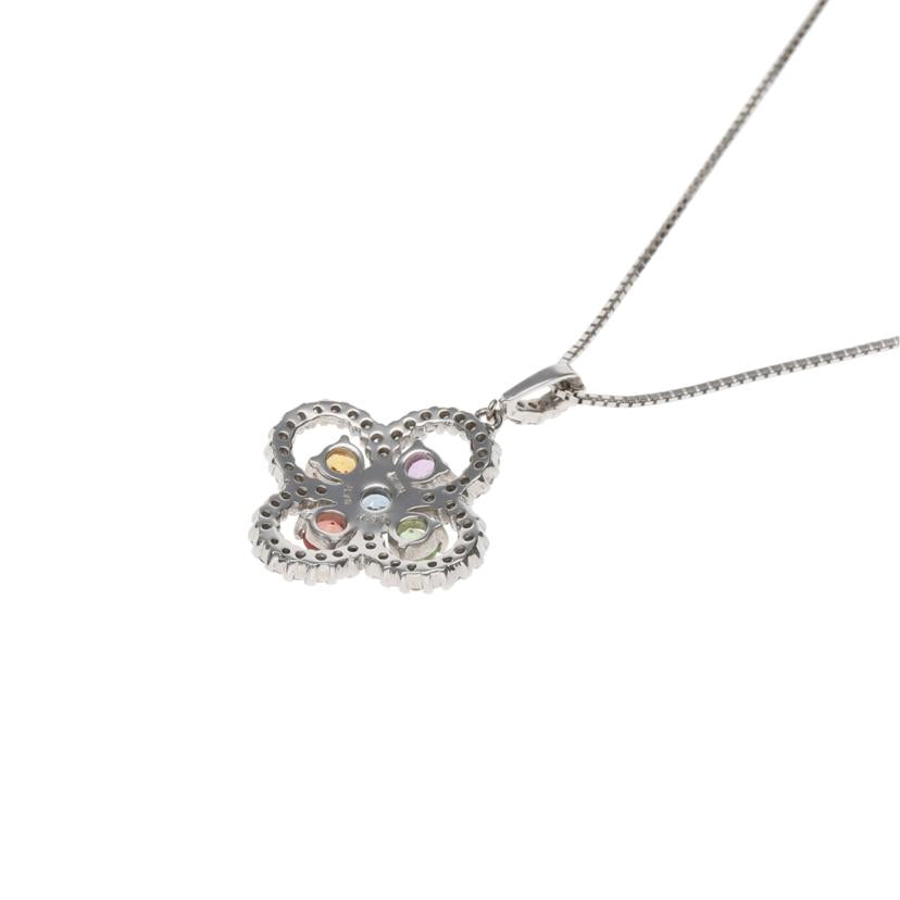 /◎ K18WGサファイアダイヤネックレス0.76/0.35ct//Aランク/75
