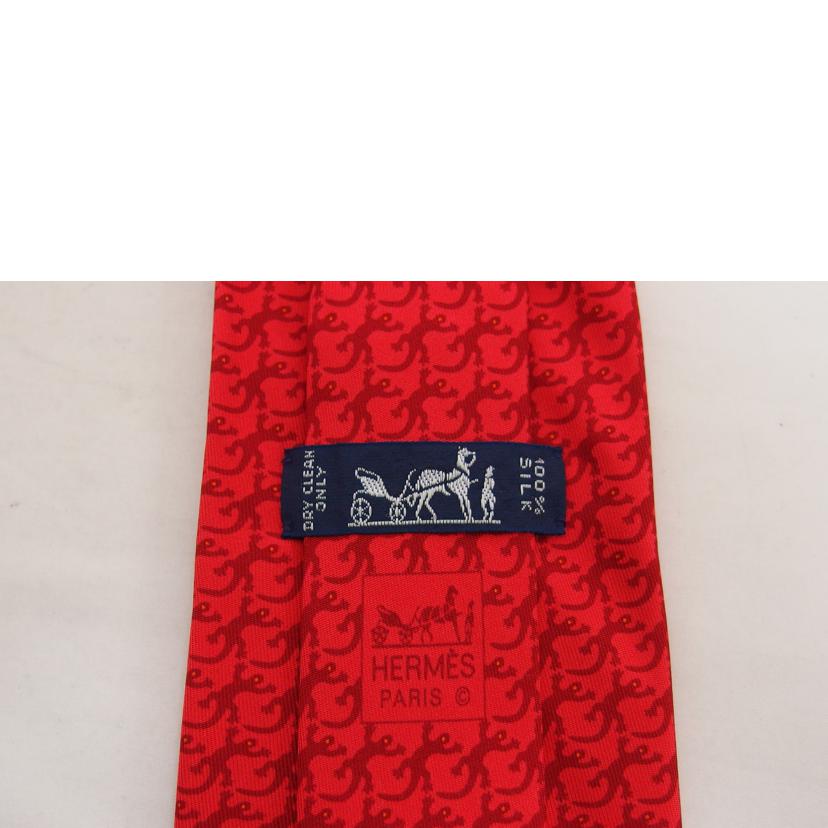 HERMES エルメス/シルクネクタイ/トカゲ総柄/レッド//ABランク/04