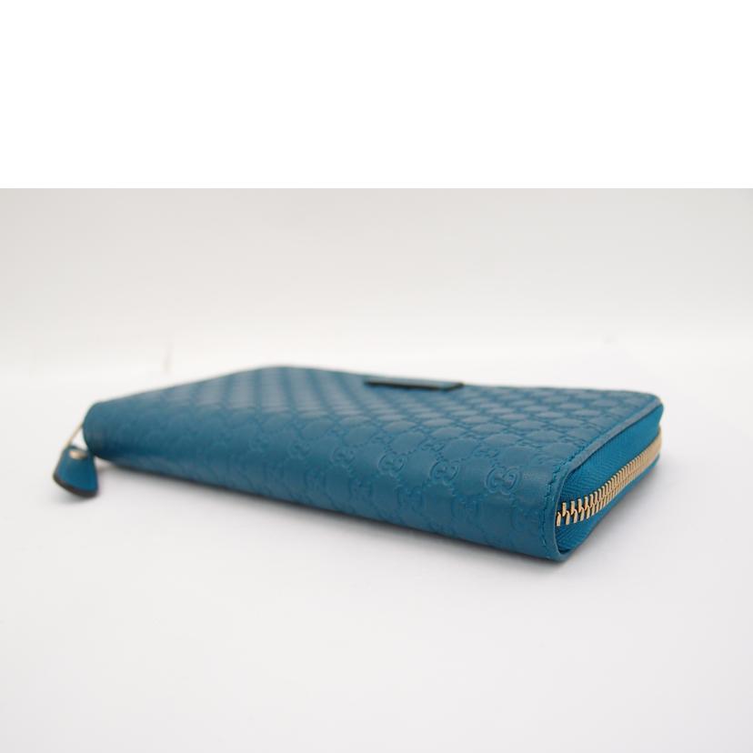 GUCCI グッチ 青 レザー レディース/マイクログッチシマラウンドファスナー長財布/ブルー/449391//493075/Aランク/69