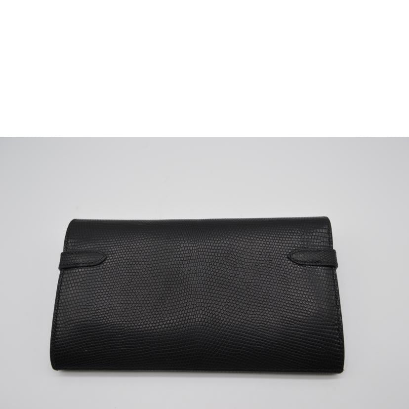 HRMES HERMES/ケリーウォレット/リザード/ノワール//P□刻印6〇/ABランク/89