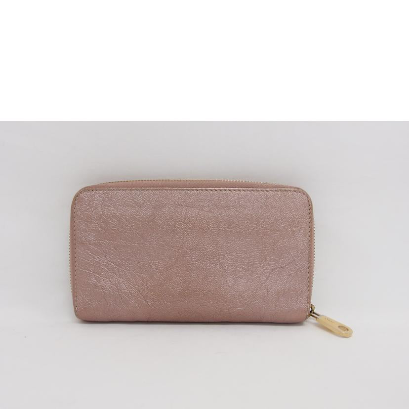 Chloe クロエ/リボンモチーフ/ラウンドファスナー長財布/メタリックピンク//Bランク/04