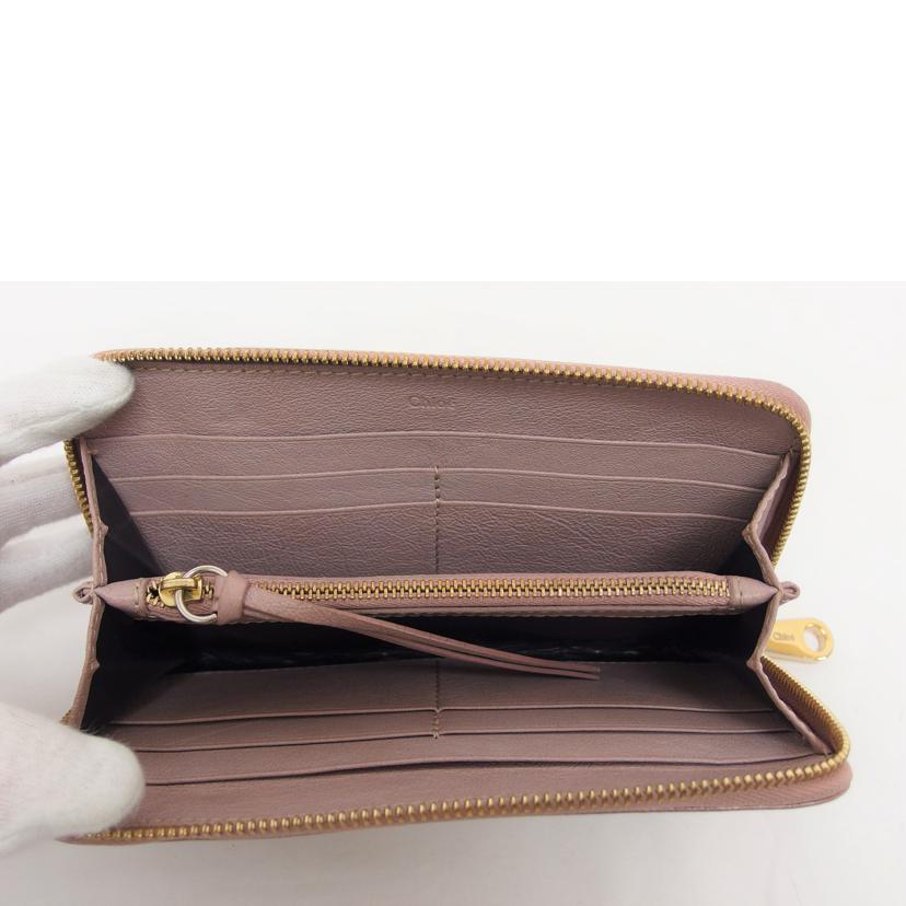 Chloe クロエ/リボンモチーフ/ラウンドファスナー長財布/メタリックピンク//Bランク/04