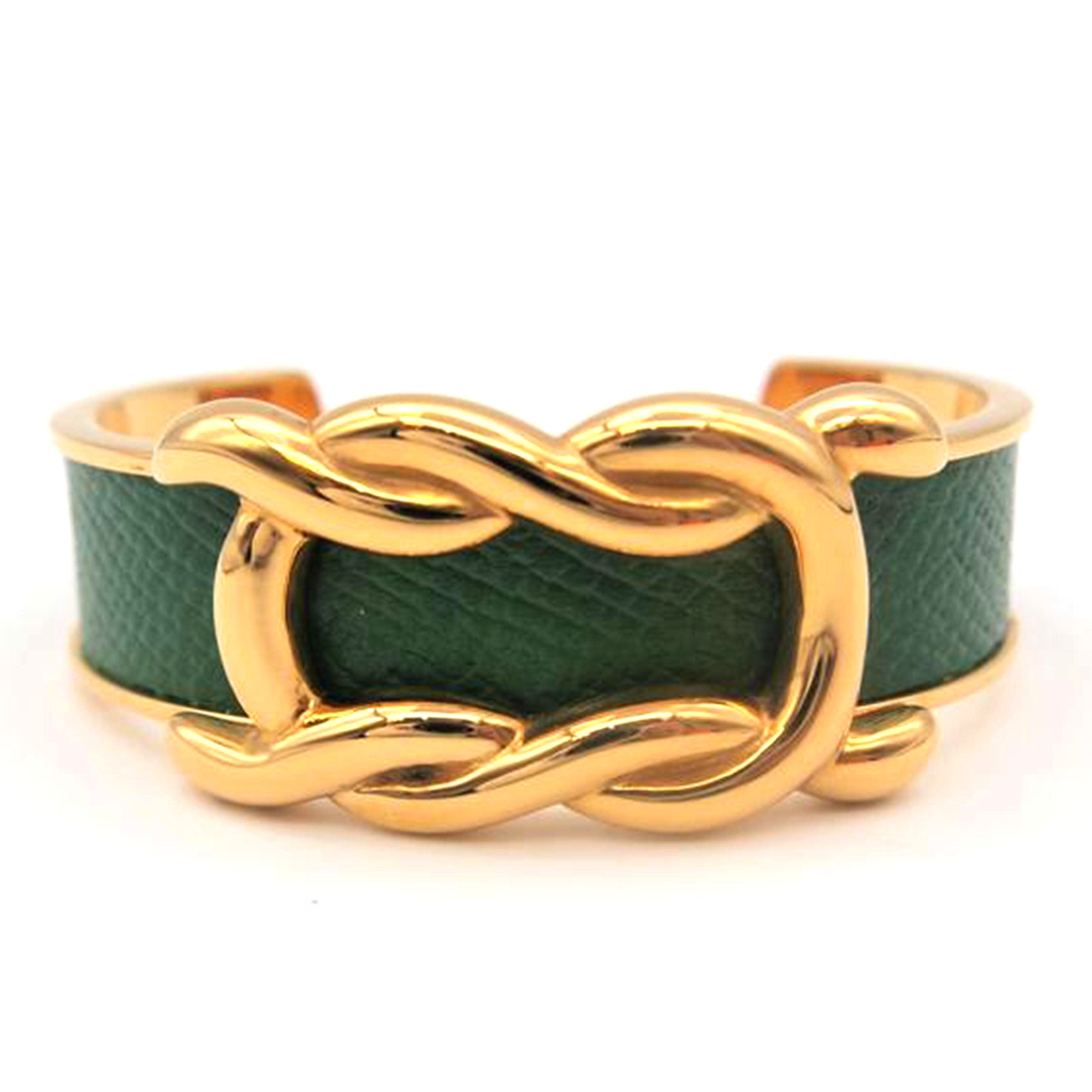 HERMES エルメス/レザー×ゴールド(GP)バングル//ABランク/13