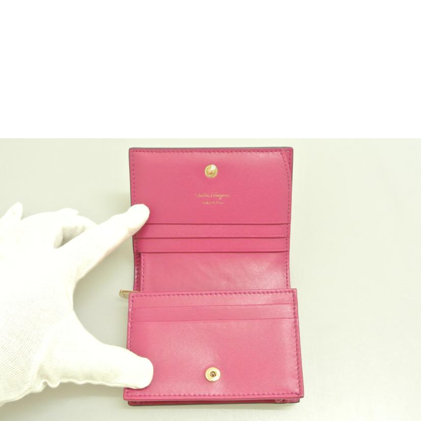 Ferragamo フェラガモ/ヴェラリボン折り財布 紫ピンク/JL-22//D515/Bランク/87