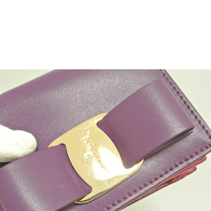 Ferragamo フェラガモ/ヴェラリボン折り財布 紫ピンク/JL-22//D515/Bランク/87