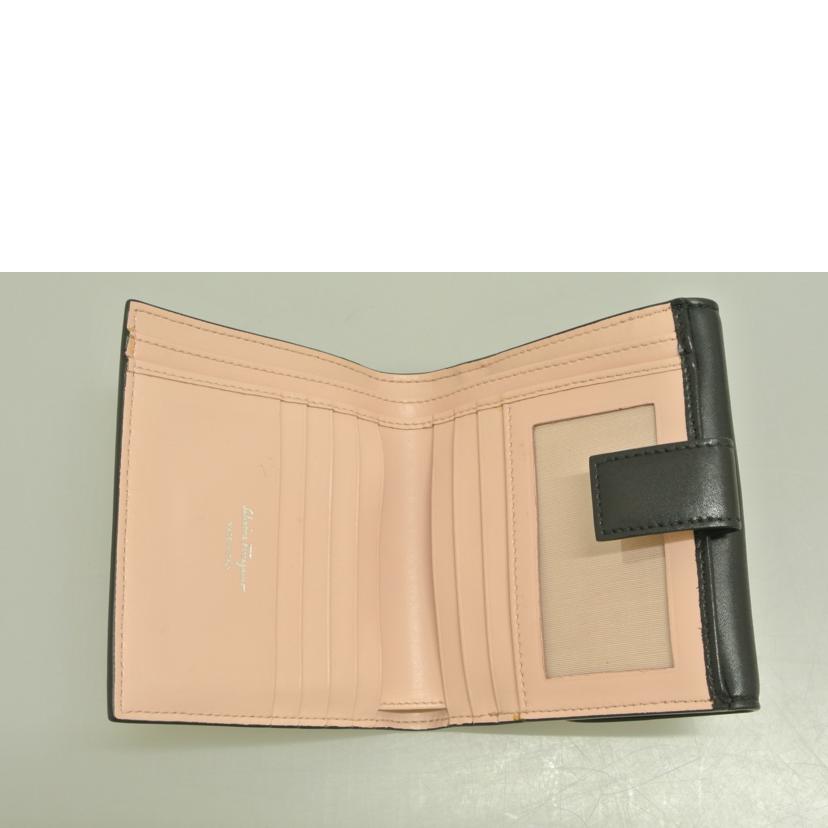 Ferragamo フェラガモ/ヴァラリボン折り財布 黒/IR-22//D268/ABランク/87