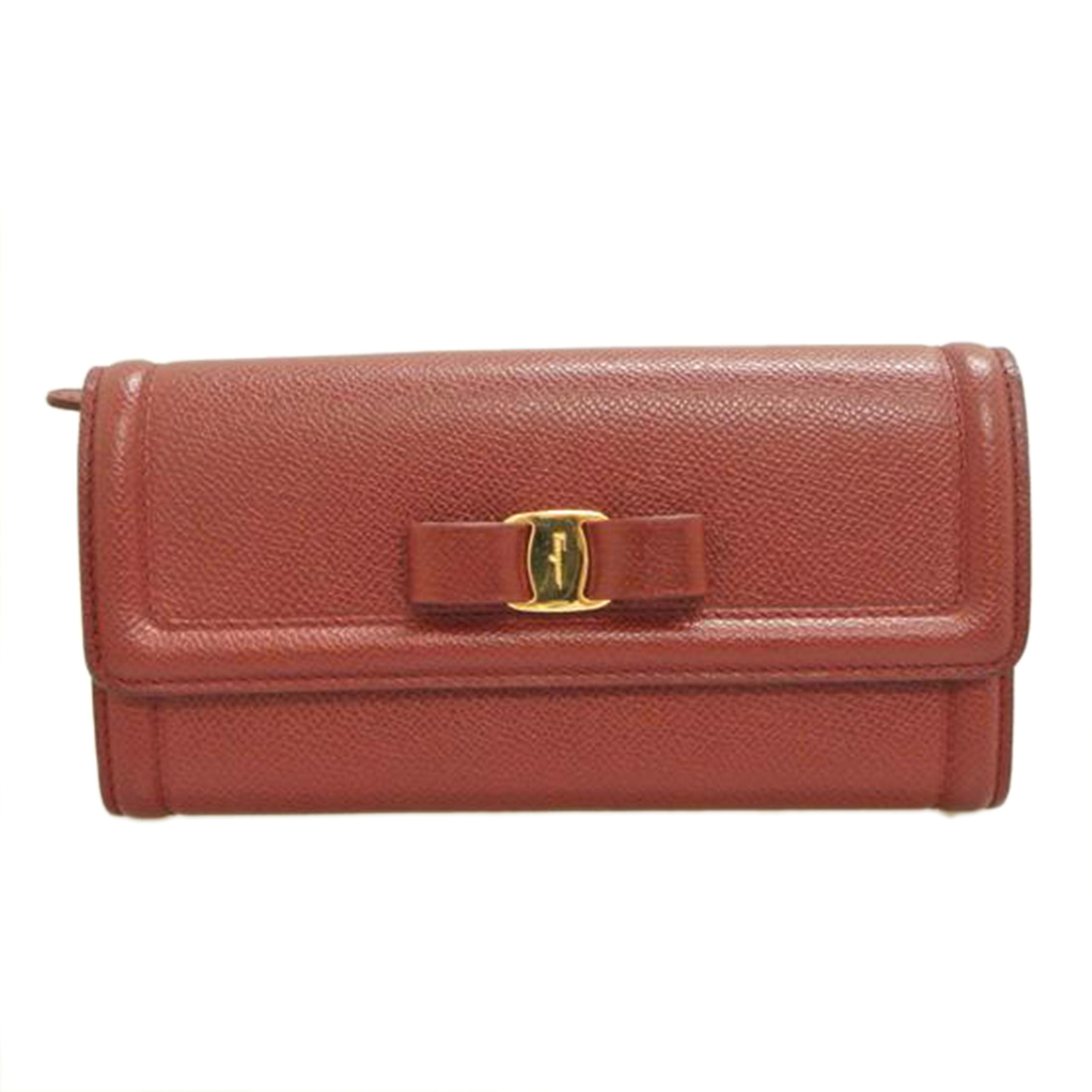 Ferragamo フェラガモ/ヴェラリボン レザー長財布 赤/J-22//D154/ABランク/87