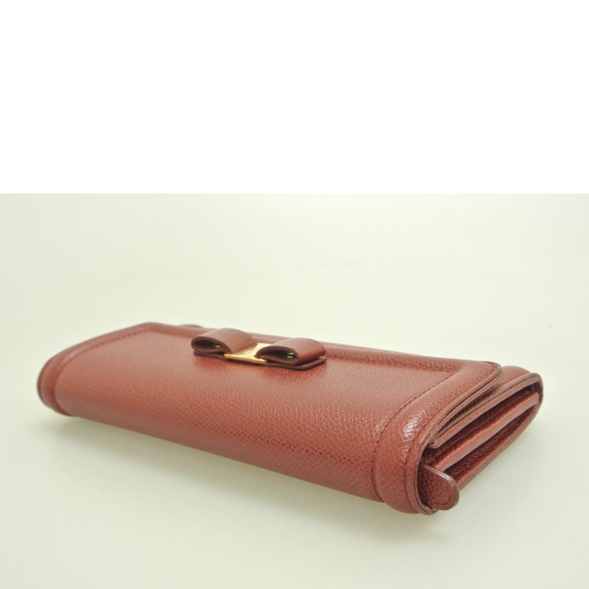 Ferragamo フェラガモ/ヴェラリボン レザー長財布 赤/J-22//D154/ABランク/87