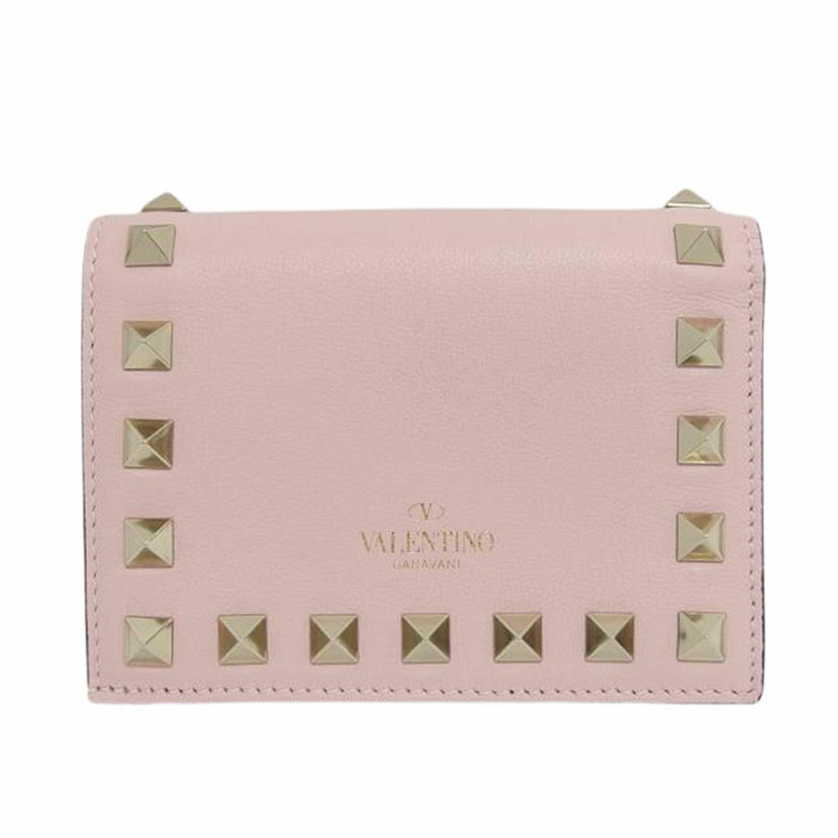 VALENTINO GARAVANI ヴァレンティノガラバーニ/ロックスタッズ/二つ折りコンパクトウォレット/ピンク/VW2P0P39BOL//Aランク/04