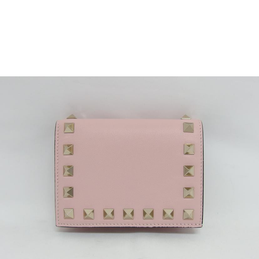 VALENTINO GARAVANI ヴァレンティノガラバーニ/ロックスタッズ/二つ折りコンパクトウォレット/ピンク/VW2P0P39BOL//Aランク/04