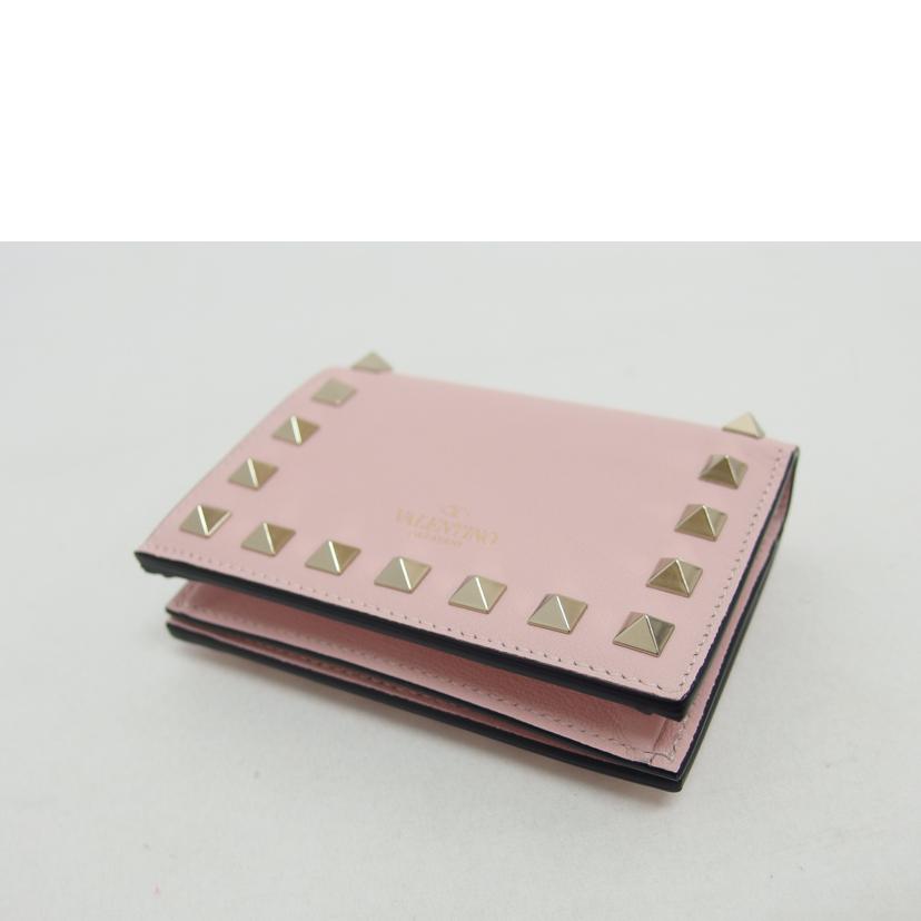 VALENTINO GARAVANI ヴァレンティノガラバーニ/ロックスタッズ/二つ折りコンパクトウォレット/ピンク/VW2P0P39BOL//Aランク/04