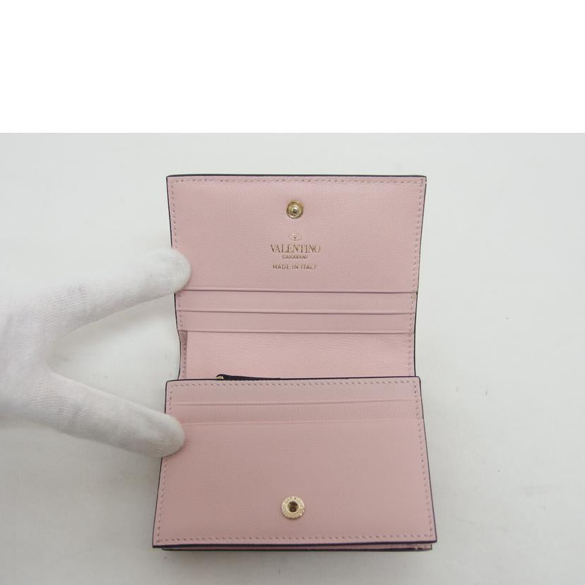 VALENTINO GARAVANI ヴァレンティノガラバーニ/ロックスタッズ/二つ折りコンパクトウォレット/ピンク/VW2P0P39BOL//Aランク/04