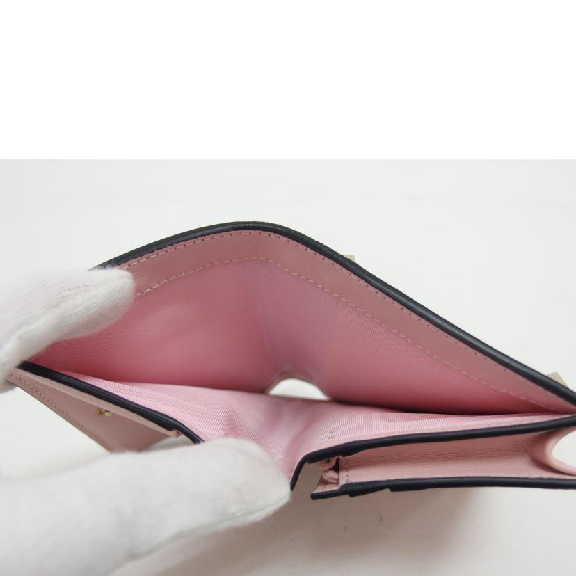 VALENTINO GARAVANI ヴァレンティノガラバーニ/ロックスタッズ/二つ折りコンパクトウォレット/ピンク/VW2P0P39BOL//Aランク/04