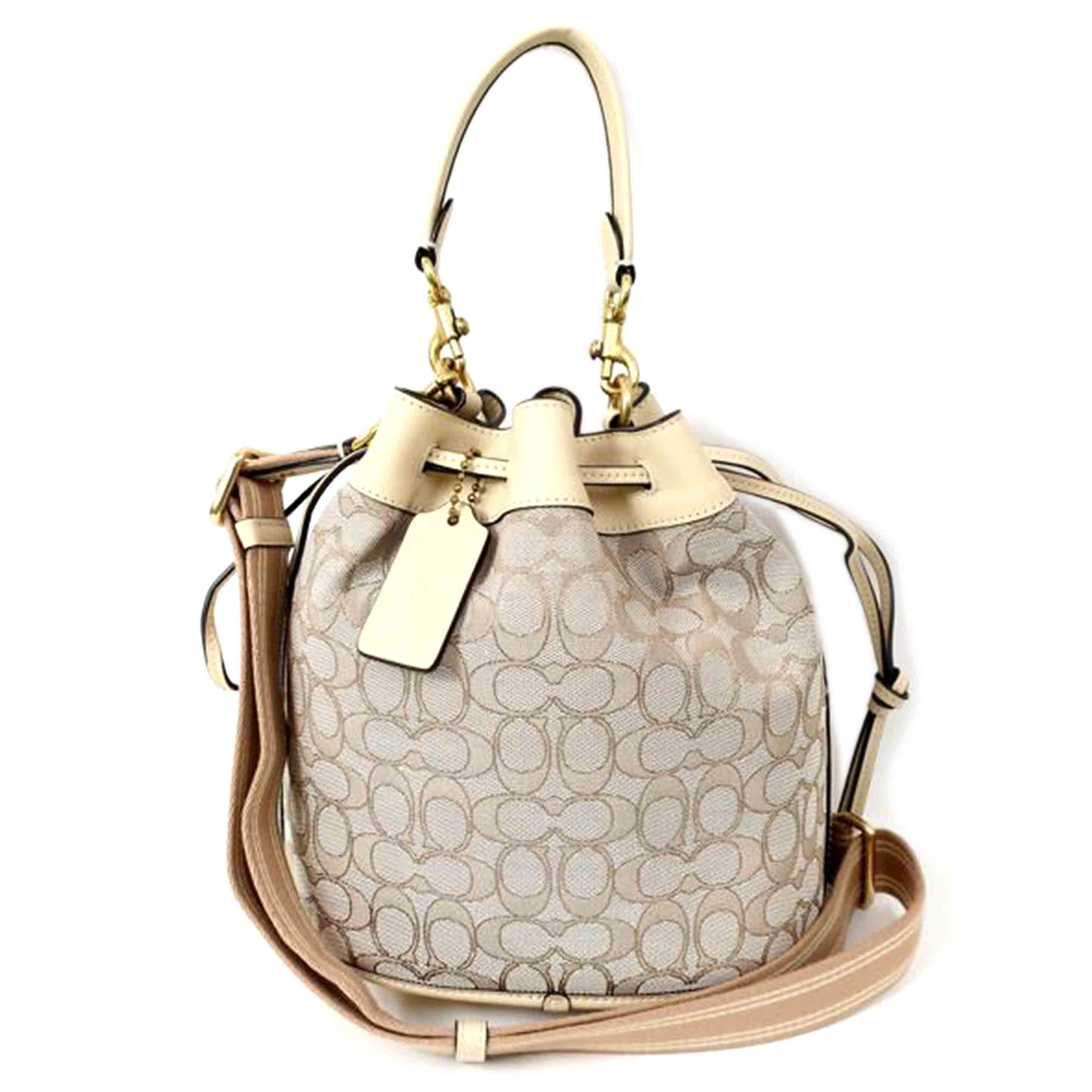 COACH コーチ/フィールドバケットバッグ シグネチャー2WAY 巾着バッグ ライトベージュ クリーム系/C3853//L21**/Aランク/65