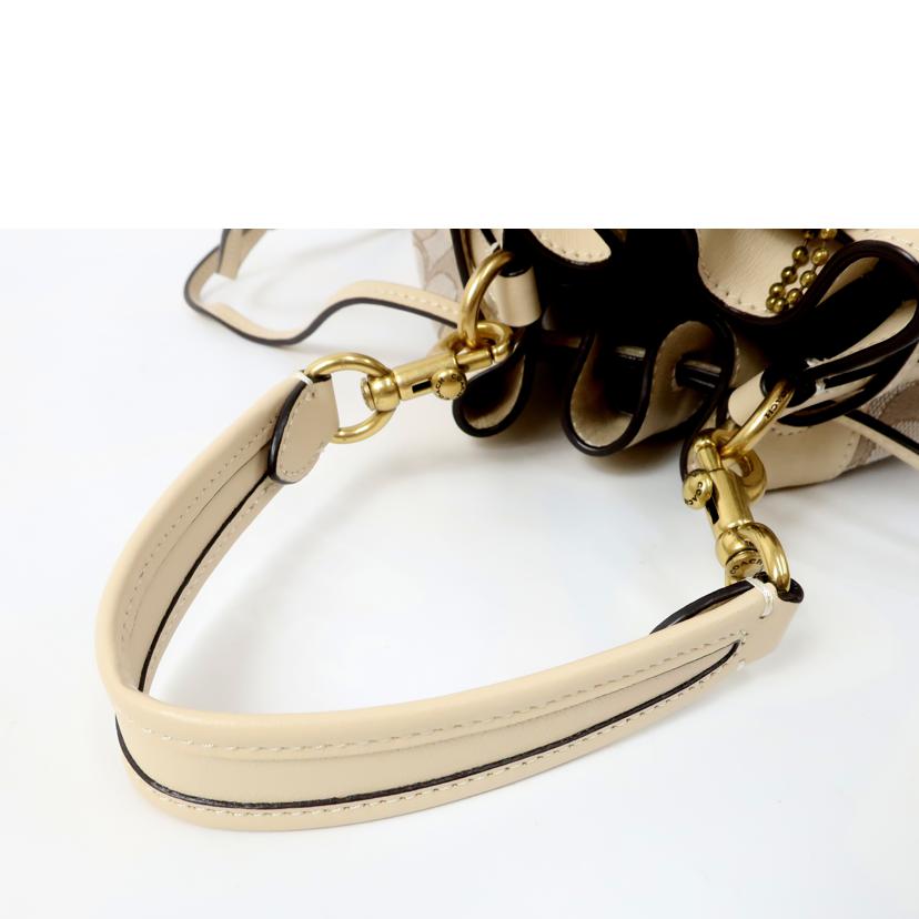 COACH コーチ/フィールドバケットバッグ シグネチャー2WAY 巾着バッグ ライトベージュ クリーム系/C3853//L21**/Aランク/65