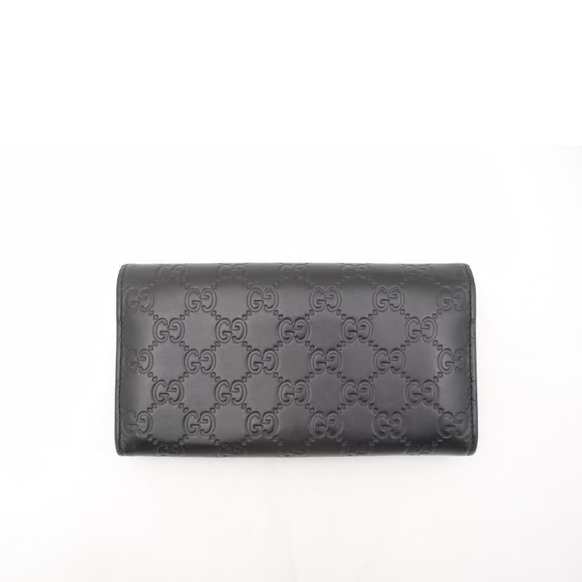 GUCCI グッチ 黒 レザー /インターロッキングGグッチシマ二つ折り長財布/ブラック/369663//534***/ABランク/69