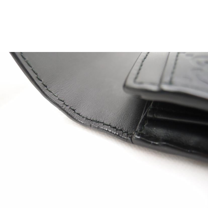 GUCCI グッチ 黒 レザー /インターロッキングGグッチシマ二つ折り長財布/ブラック/369663//534***/ABランク/69