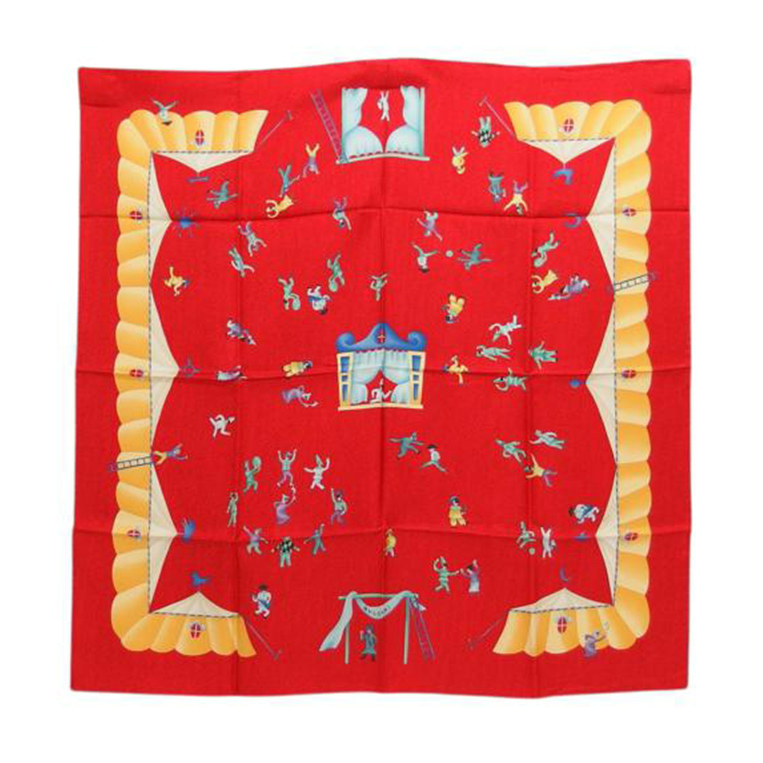 BVLGARI ブルガリ/Girotondo di Marionette Redシルクスカーフ//Aランク/04