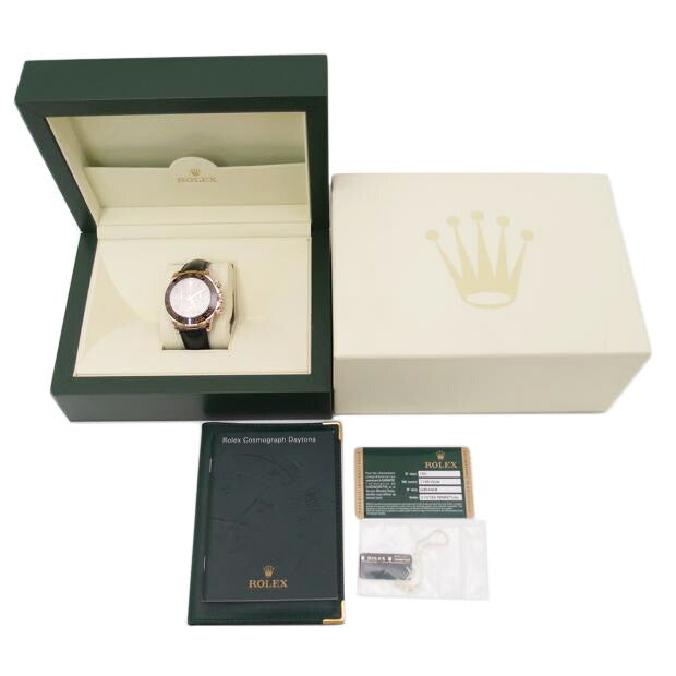 ROLEX ロレックス 2010年頃 革ストラップ K18PG チョコレート文字盤 ほぼ新品 ルーレットシリアル/コスモグラフ・デイトナ/G番/自動巻き/116515LN//G45****/SAランク/69
