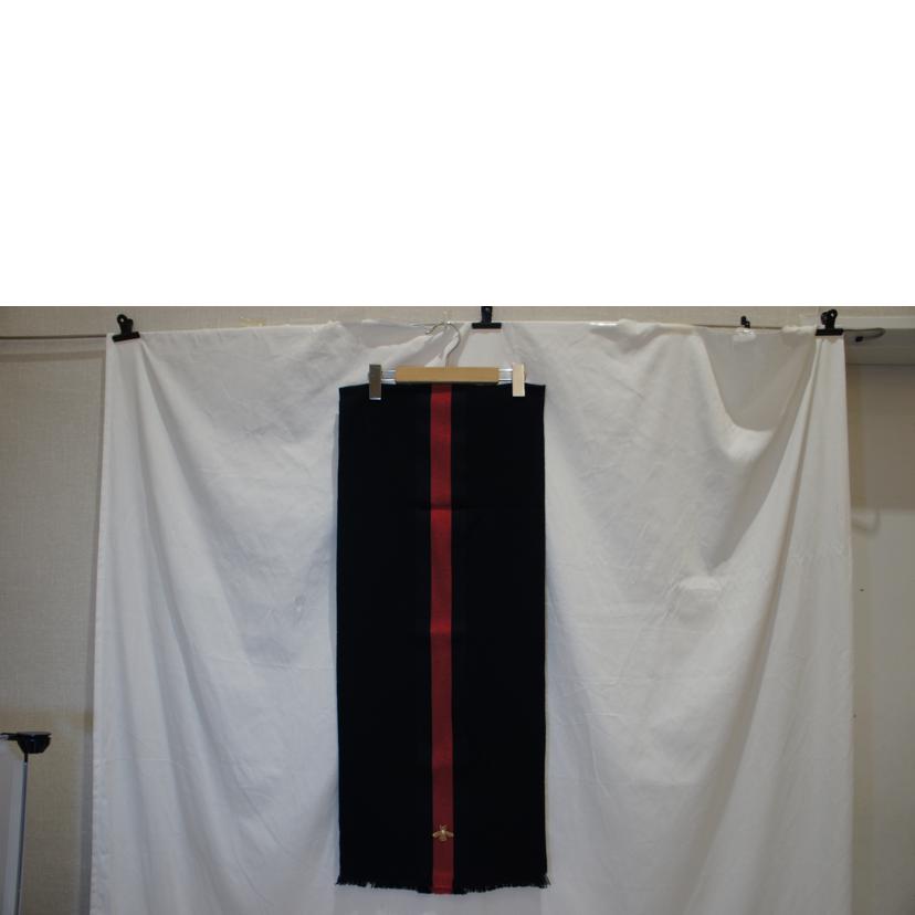 GUCCI グッチ/Beeカシミヤ混ストライプストール NVY/RED/4755134G//SAランク/94