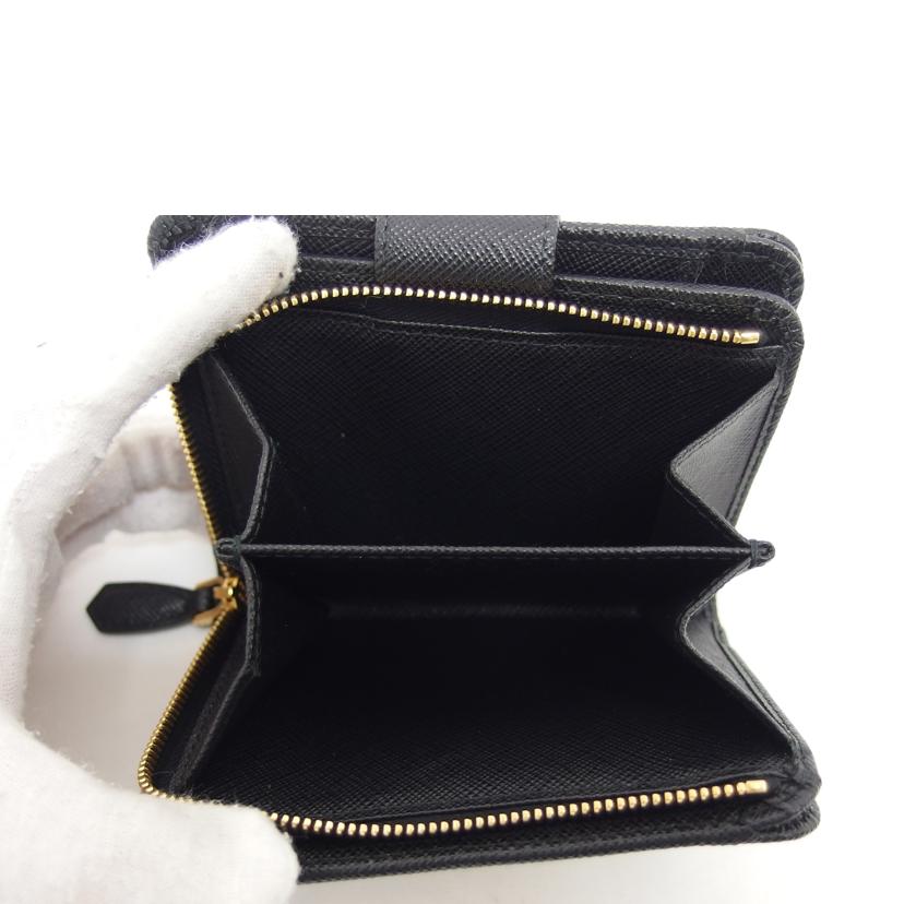 PRADA プラダ/サフィアーノ/トライアングル/コンパクトウォレット/ブラック/1ML018//274/Aランク/04