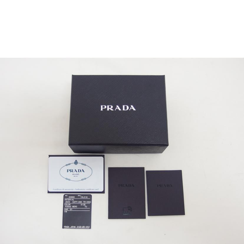 PRADA プラダ/サフィアーノ/トライアングル/コンパクトウォレット/ブラック/1ML018//274/Aランク/04