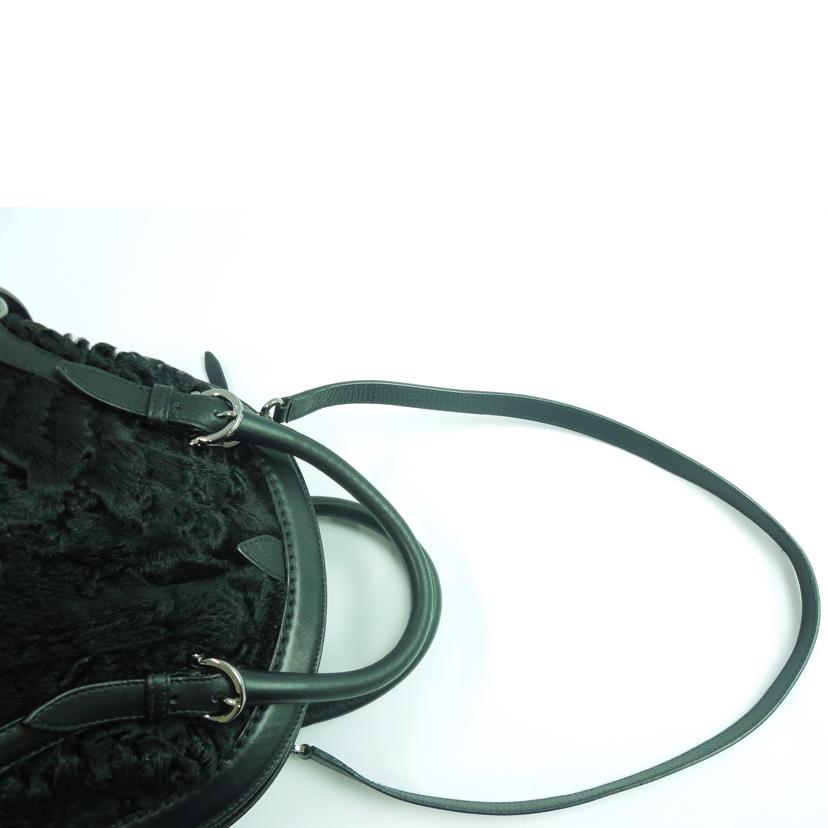 Ferragamo フェラガモ/ファー2wayバッグ/ブラック//AQ-21 5846/Aランク/83