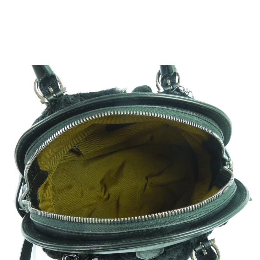 Ferragamo フェラガモ/ファー2wayバッグ/ブラック//AQ-21 5846/Aランク/83