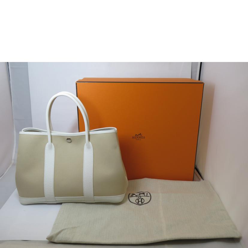 HERMES エルメス/ガーデンパーティTPM/トワルオフィシェ/アルジル×白//VP □N刻/Aランク/90