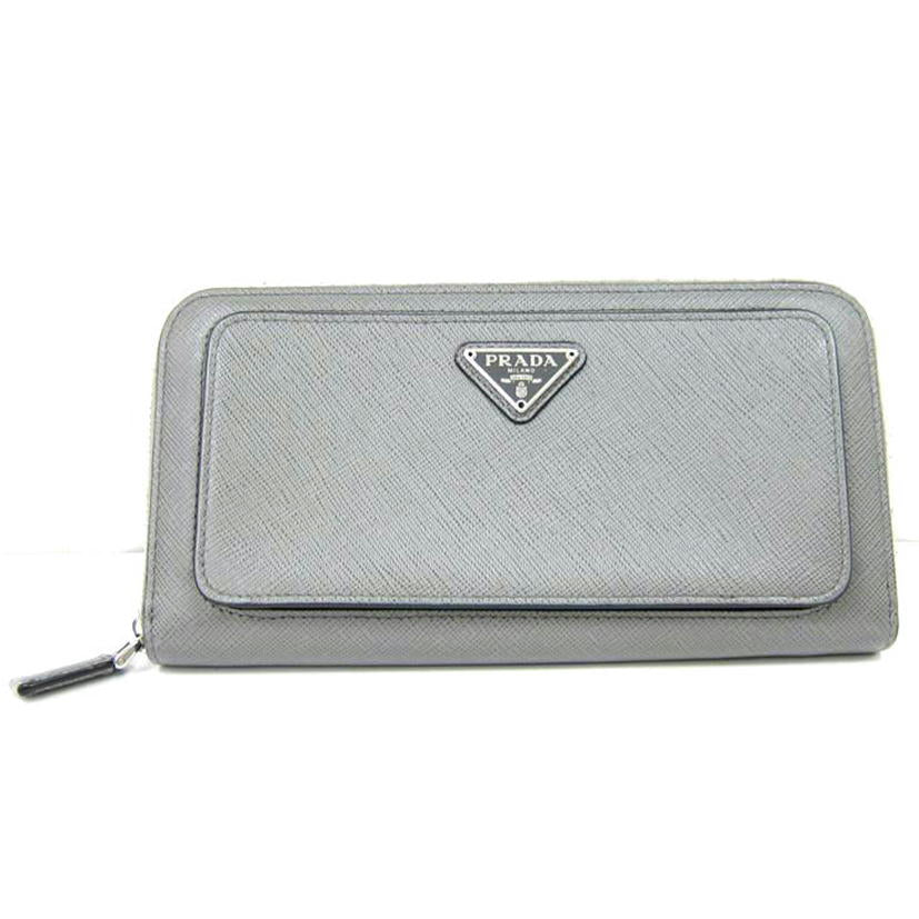 PRADA プラダ/サフィアーノラウンドファスナー長財布/グレー//Bランク/82