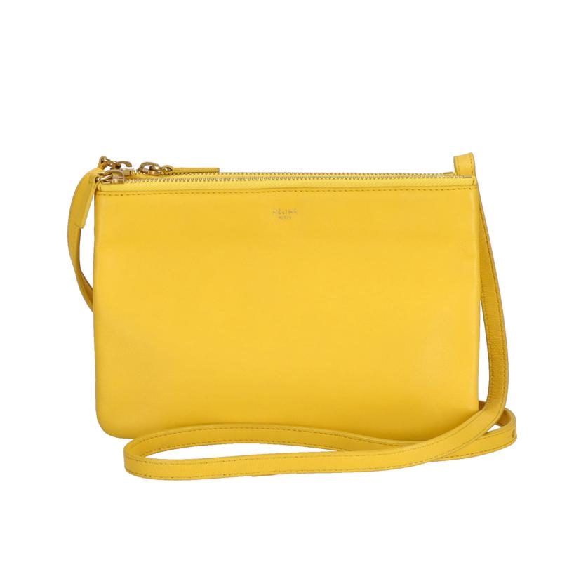 CELINE セリーヌ/ トリオバッグ ラムスキン イエロー //ABランク/75