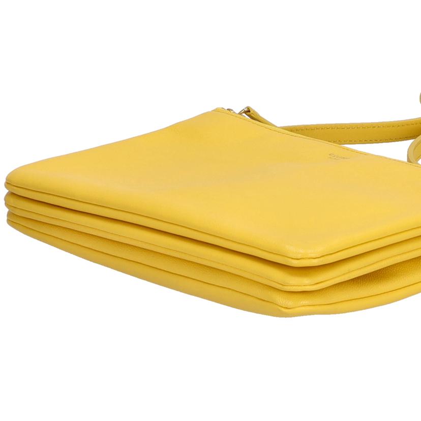 CELINE セリーヌ/ トリオバッグ ラムスキン イエロー //ABランク/75