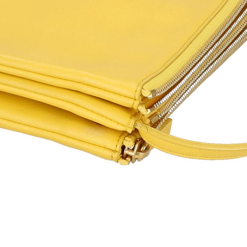 CELINE セリーヌ/ トリオバッグ ラムスキン イエロー //ABランク/75