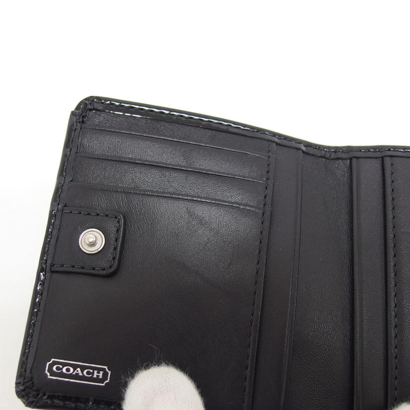 COACH コーチ/ジュリア/パテントレザー二つ折りコンパクト財布/ブラック//ABランク/04