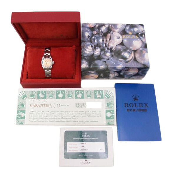 ROLEX ロレックス 腕時計 1997年頃製造 新品仕上済 オイスターブレス ステンレス ほぼ新品 ピンク文字盤/オイスターパーペチュアル・レディース/U番/自動巻き/67180//U44**********/SAランク/69