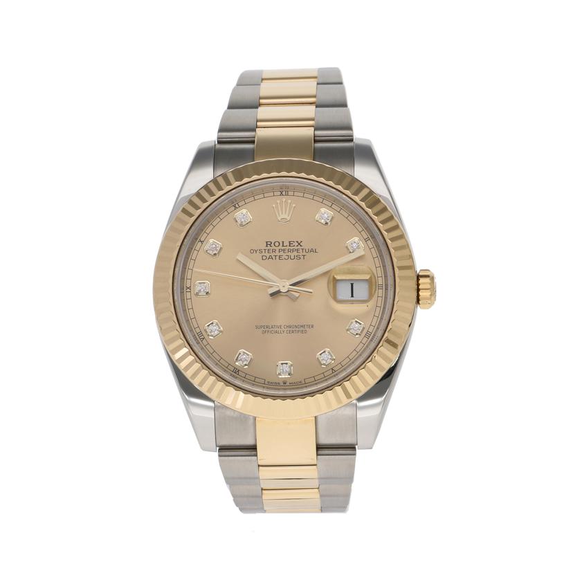 ROLEX ロレックス ランダムシリアル 2020年新ギャラ SS×YG/デイトジャスト41・シャンパン/10Pダイヤ/ランダム番/126333G//3E9*****/Aランク/75