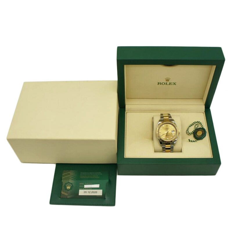 ROLEX ロレックス ランダムシリアル 2020年新ギャラ SS×YG/デイトジャスト41・シャンパン/10Pダイヤ/ランダム番/126333G//3E9*****/Aランク/75